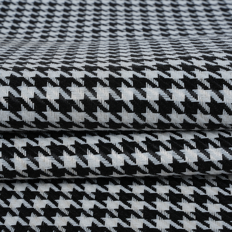 Houndstooth geruite polyester linnen stof